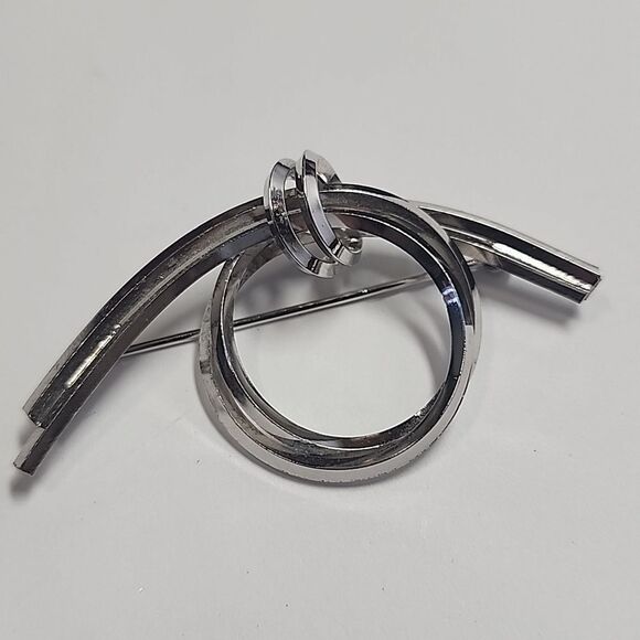 Sterling Silver Carl Art Knot Loop Pin Broach Modernist Art Deco CA Arrow VTG - Picture 2 of 4